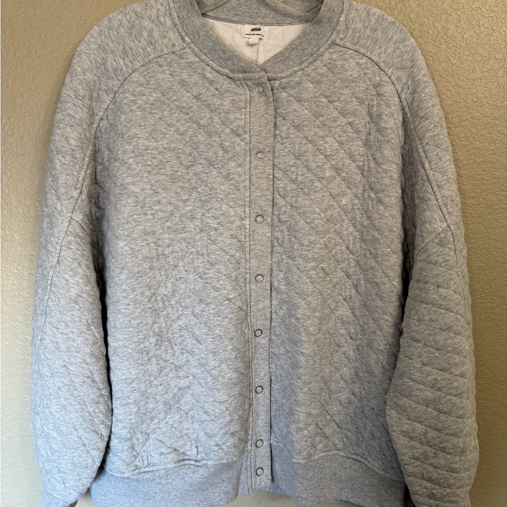 Aerie Heather Gray Quilted Bomber Jacket